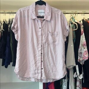 Lola River pink tinsel lyocell button down top size large